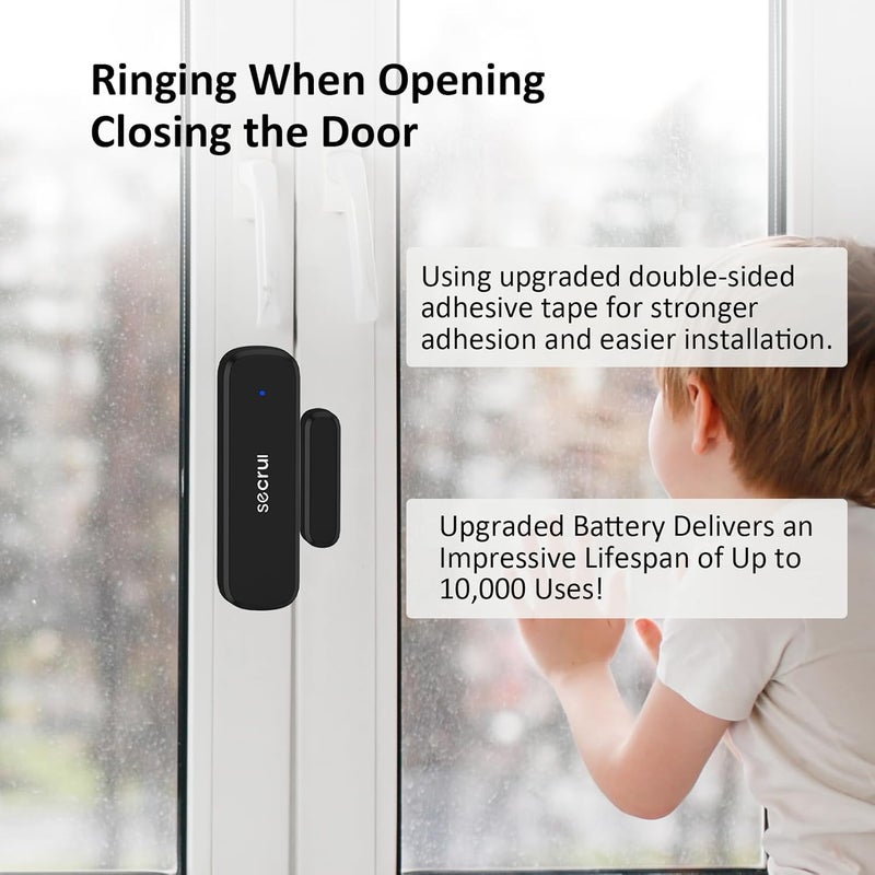 SECRUI Door Chime, Wireless Door Chimes When Door Open Entry for Business/Home/Office/Store Door Ringer Alert Buzzer Alarm Door Ringer for Opening – Door Open Alert - 2 sensors - Image 2